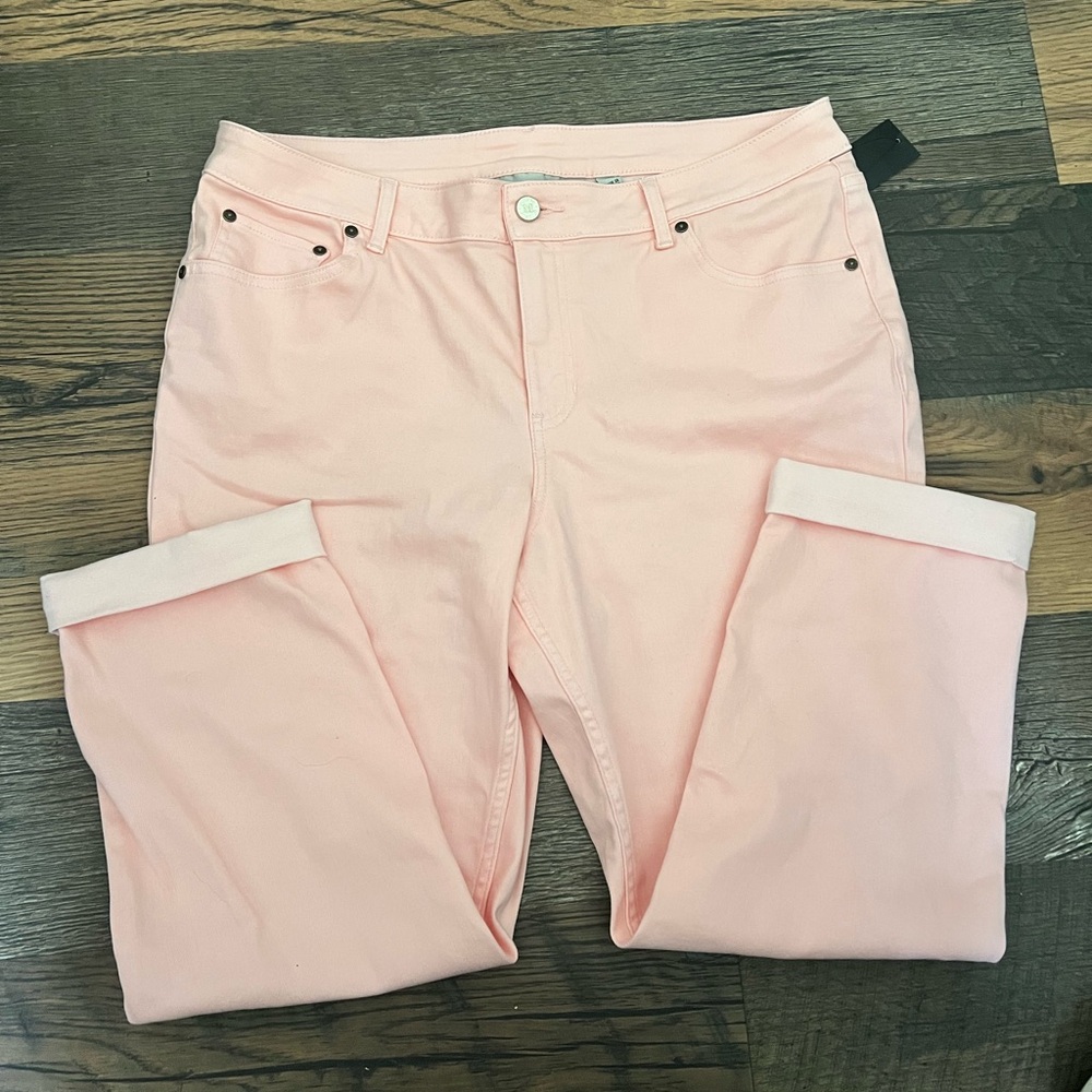 MARTHA STEWART • SIGNATURE PETITE • ROLLED HEM ANKLE JEAN • PINK • SZ 16 P • NWT - Picture 7 of 11
